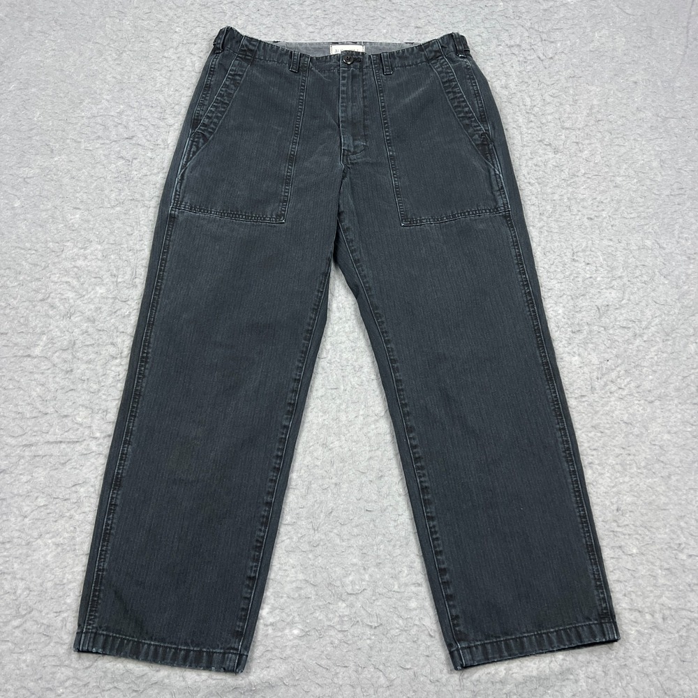 Alex Mill Neil Pants Women's 12 Pebble Washed Black Herringbone Straight Utility